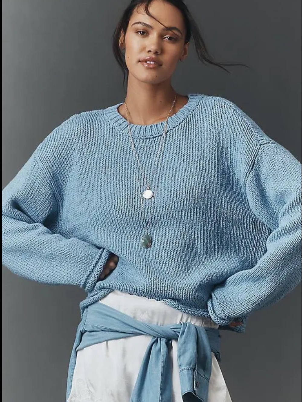 NWT Pilcro Anthropologie 100% cotton Pink Crewneck Sweater